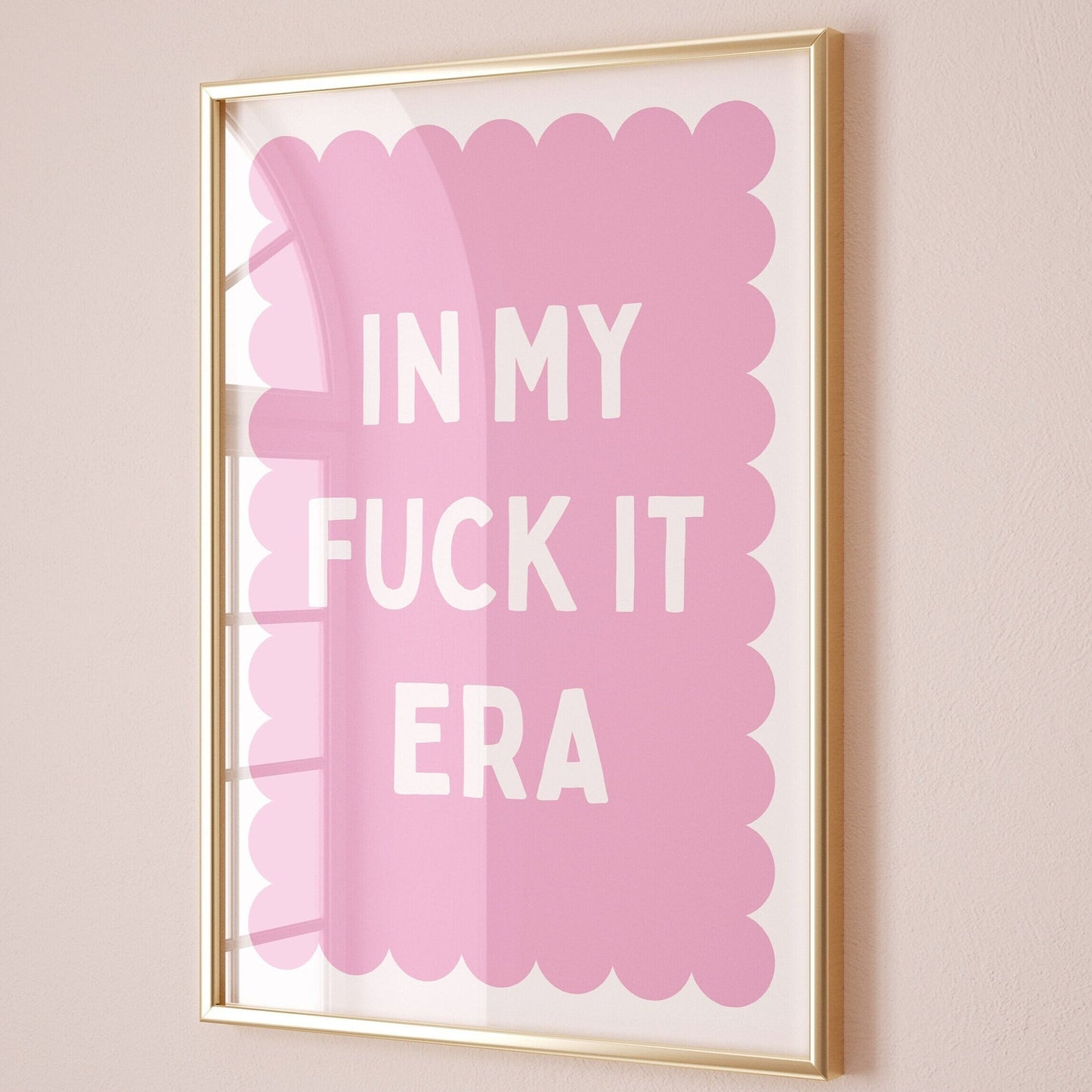 in my fuck it era pink and white scallop border print