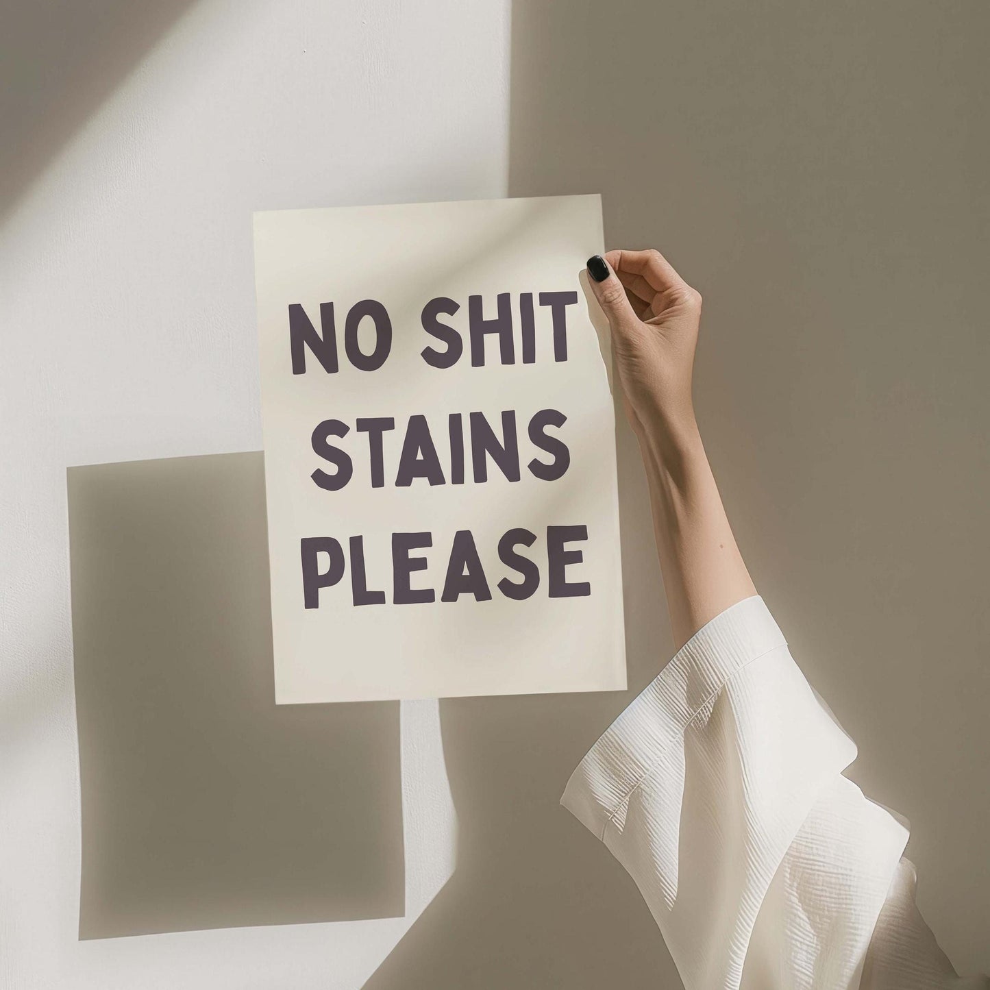 no shit stains funny bathroom wall print