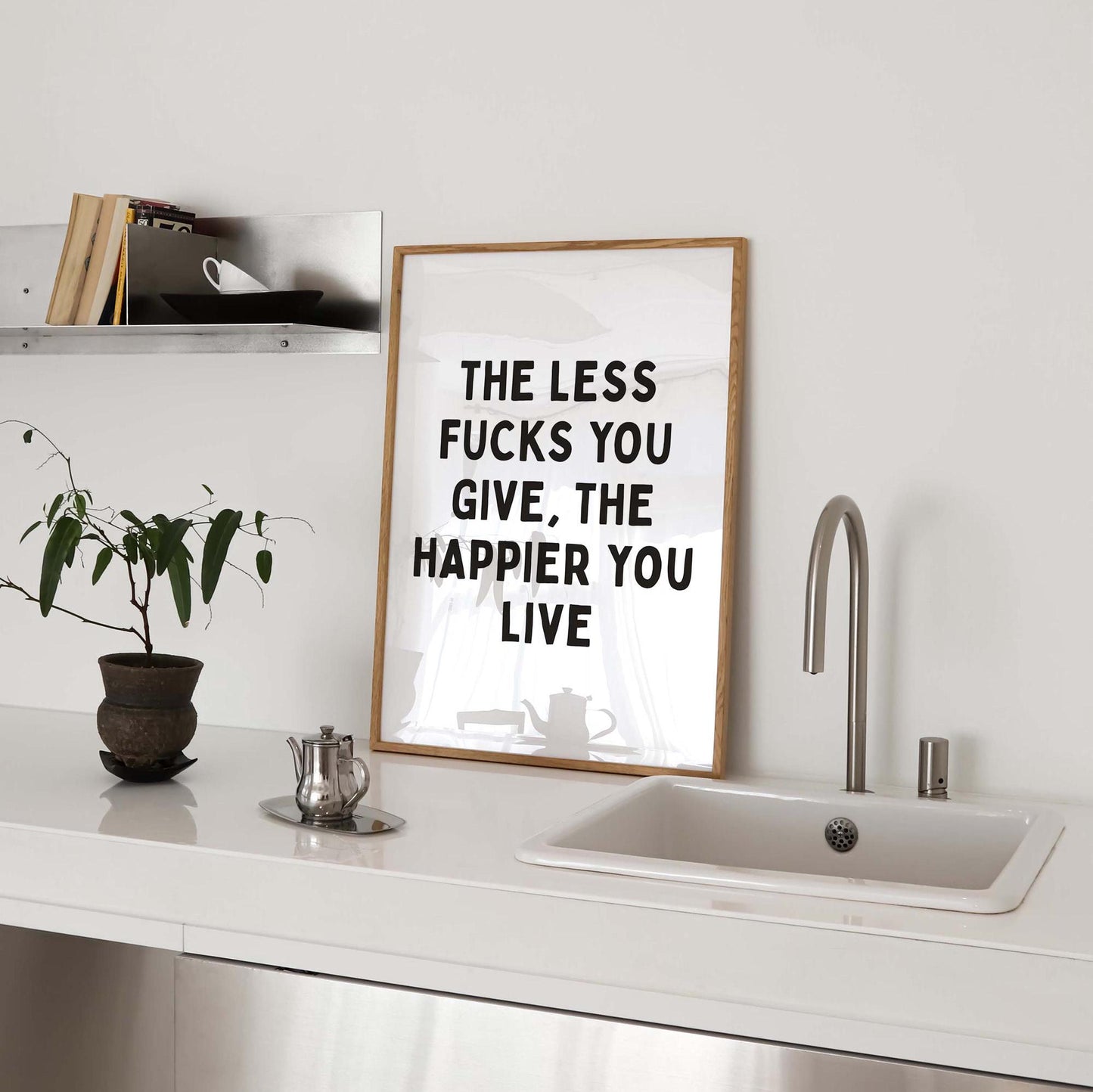 the less fucks you give the happier you live card art print