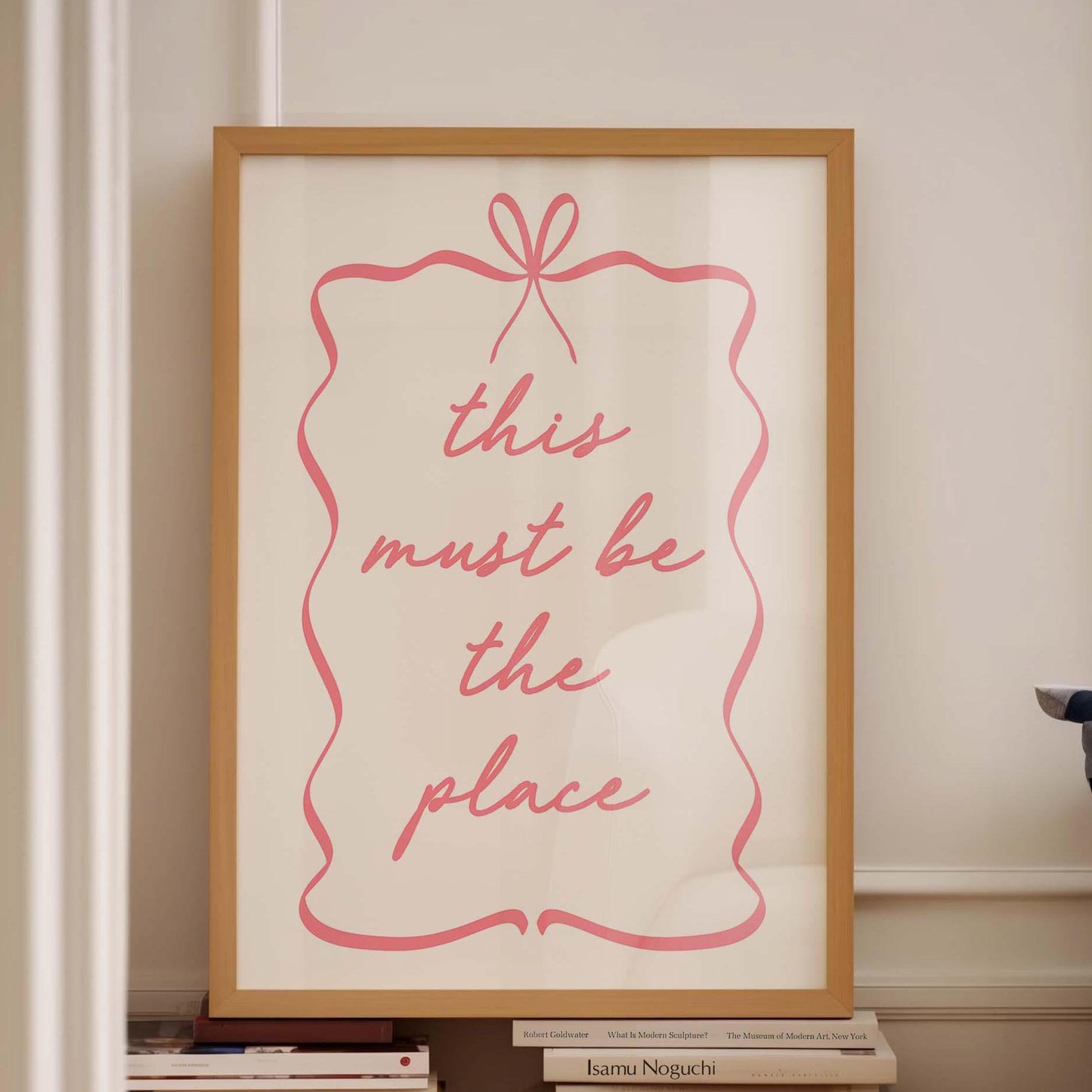 this must be the place pink bow girly wall print