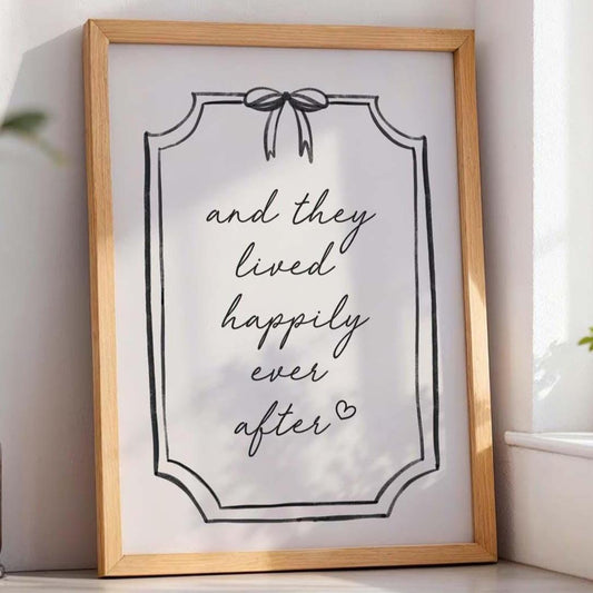 And They Lived Happily Ever After Print Newlywed Wall Art