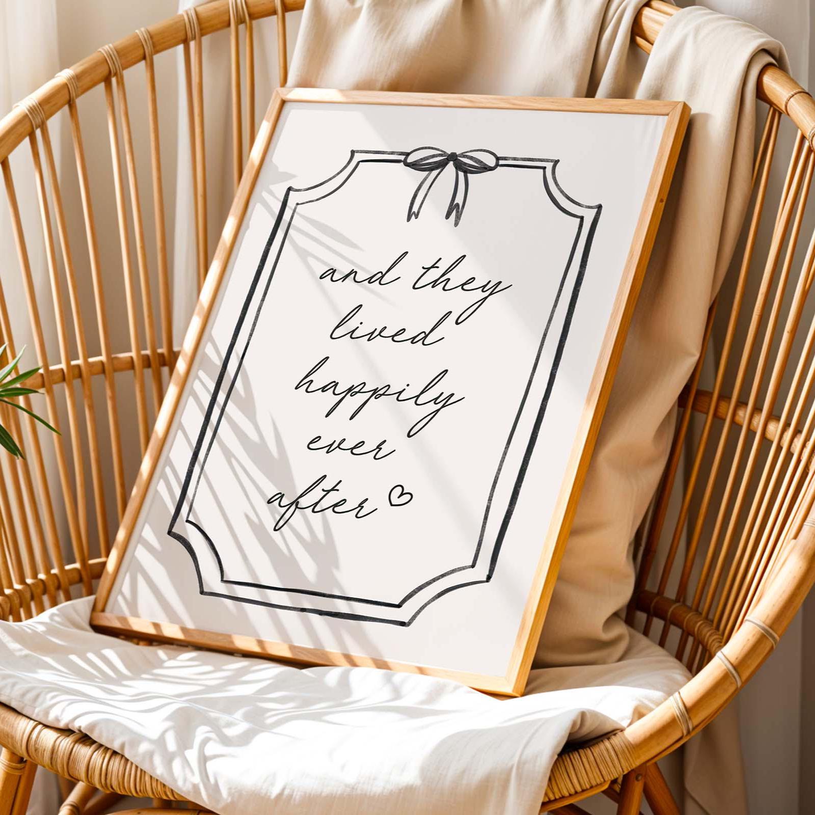 And They Lived Happily Ever After Print Newlywed Wall Art