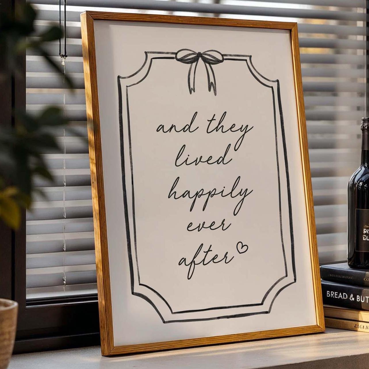 And They Lived Happily Ever After Print Newlywed Wall Art