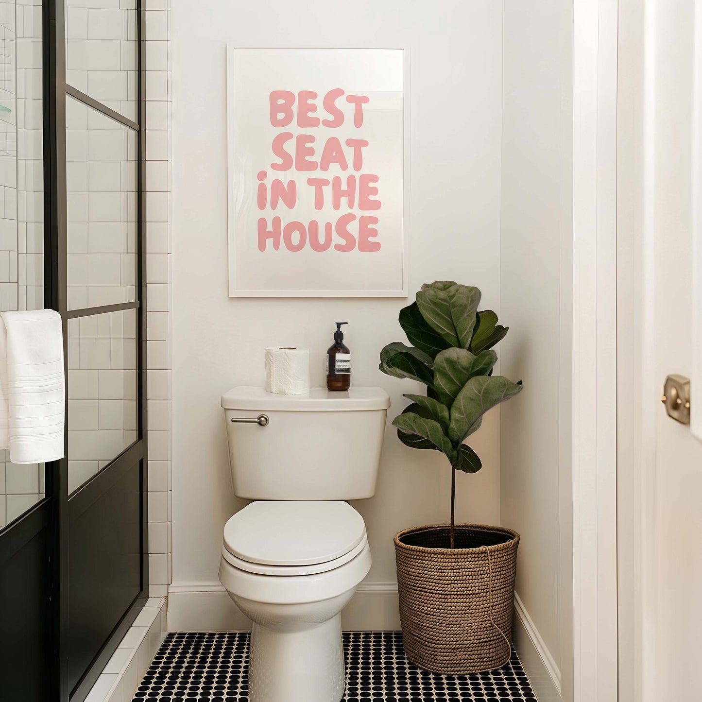 Best Seat In The House Art Print Dusty Pink Bathroom Wall Art Print