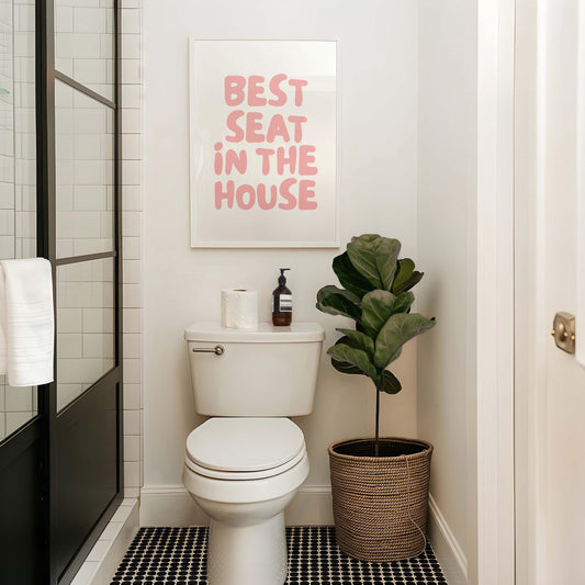 Best Seat In The House Art Print Dusty Pink Bathroom Wall Art Print