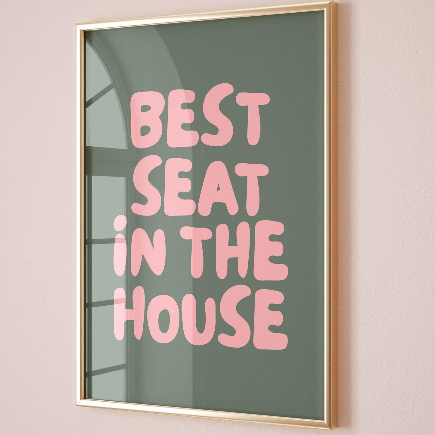 Best Seat In The House Art Print Green and Pink