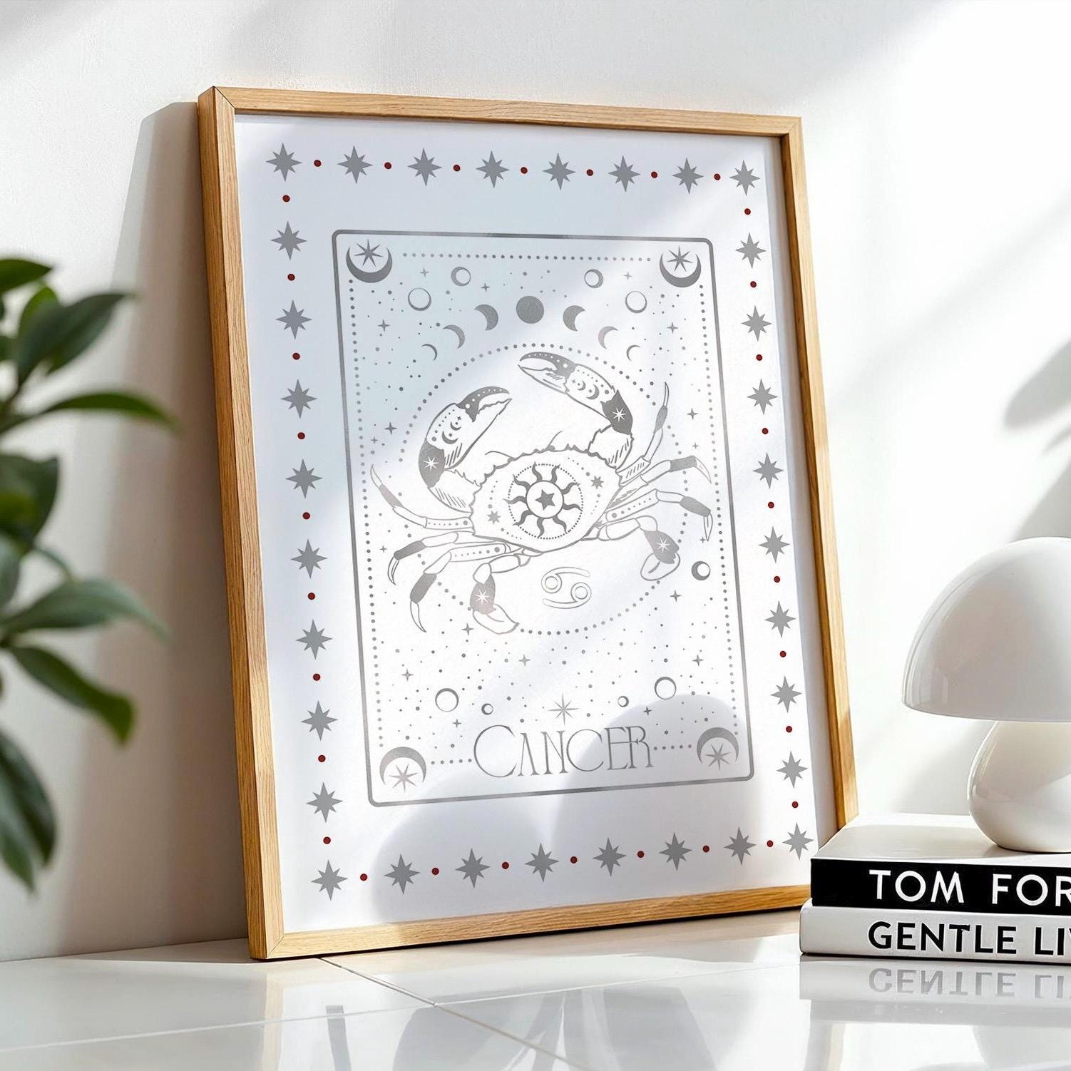 Cancer Zodiac Aesthetic Wall Art, Trendy Zodiac Print, Astrology Decor, Celestial Star Sign Poster, Spiritual Poster, Cancer Gift for Her