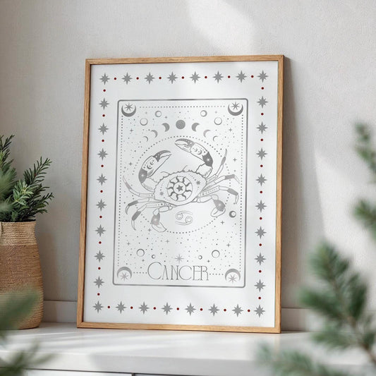 Cancer Zodiac Aesthetic Wall Art, Trendy Zodiac Print, Astrology Decor, Celestial Star Sign Poster, Spiritual Poster, Cancer Gift for Her