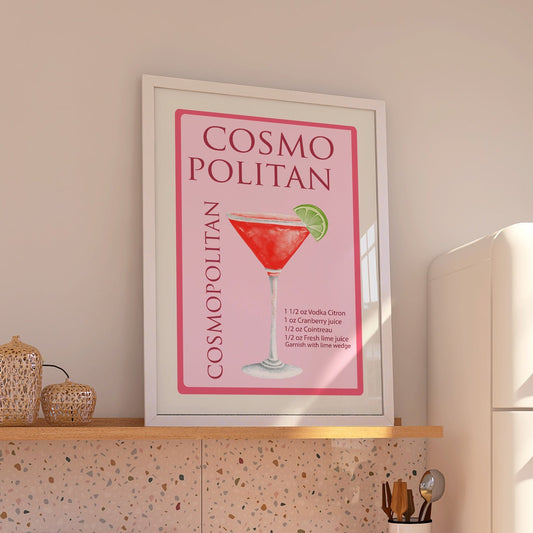 Cosmopolitan Cocktail Recipe Wall Print