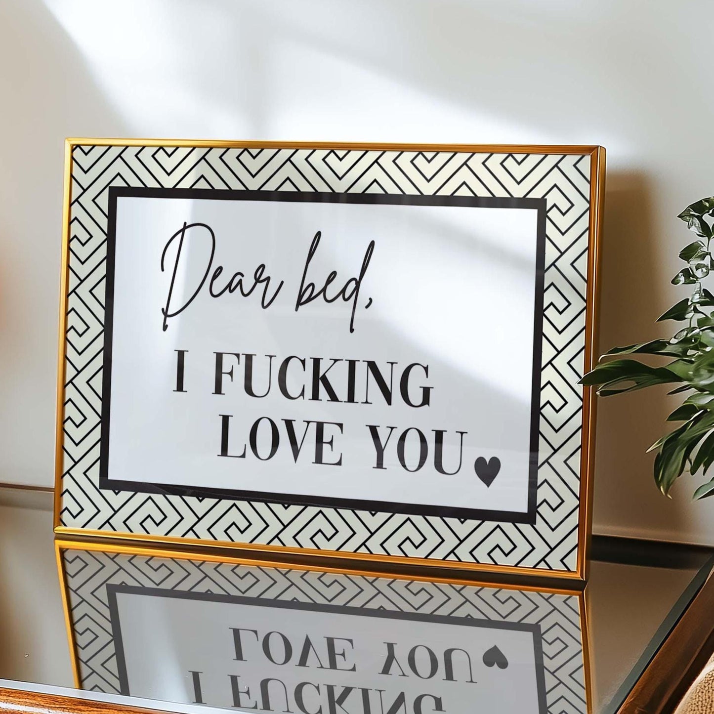 Dear Bed I Fucking Love You Black and White Landscape Wall Art Print