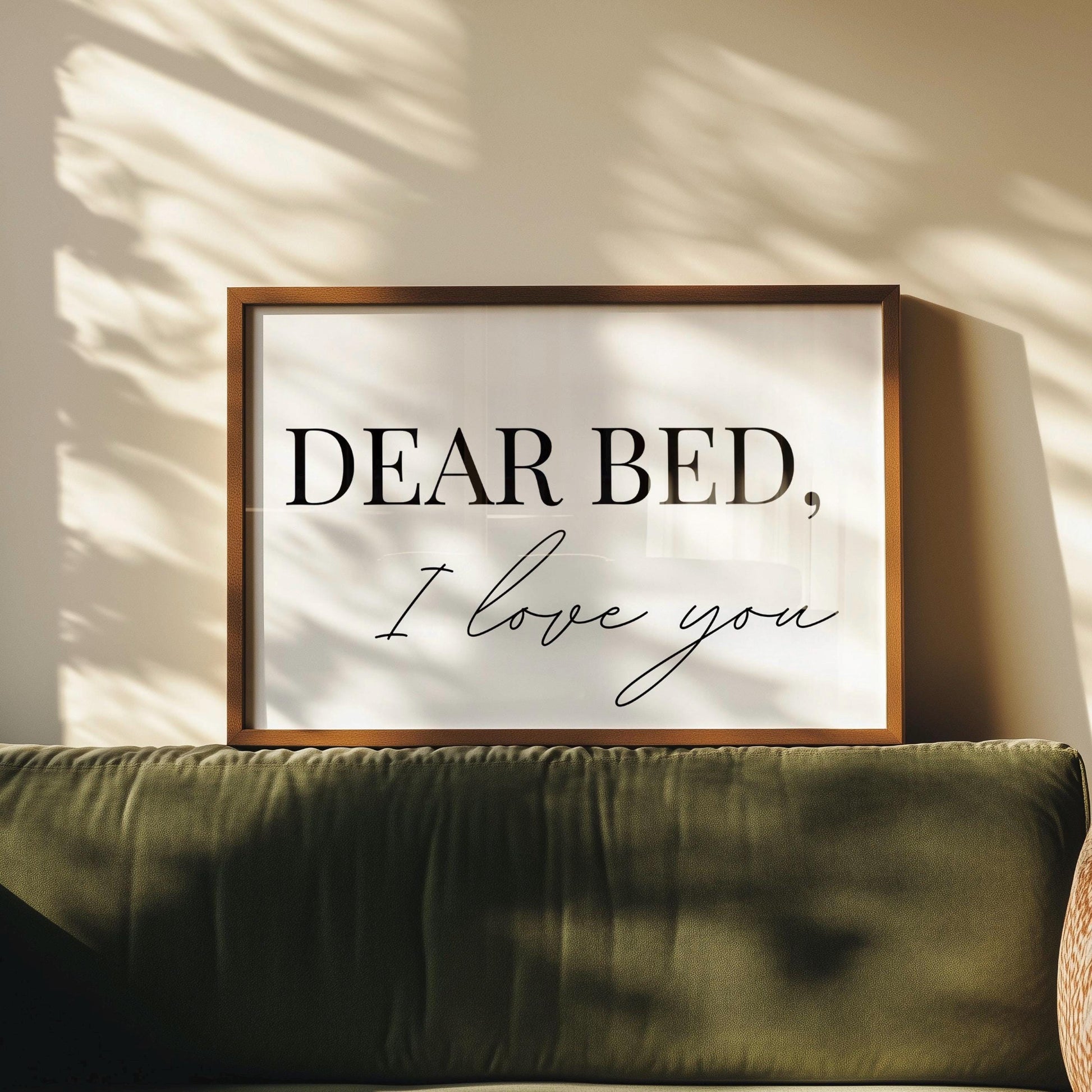Dear Bed I Love You horizontal Poster, Funny Bedroom Wall Art, Cozy Sleep Decor, Minimalist Black and White Wall Print,Sleep Lovers Wall Art
