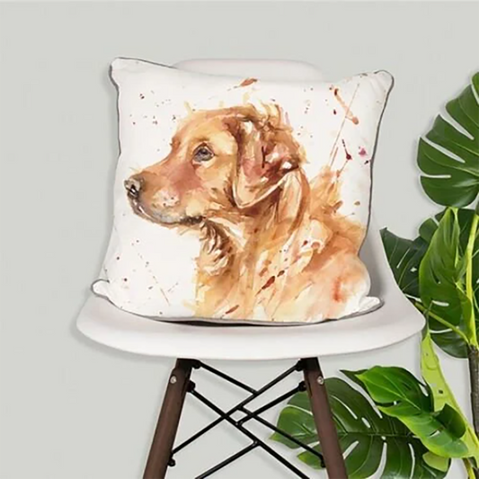 Watercolour Golden Retriever Dog Cushion