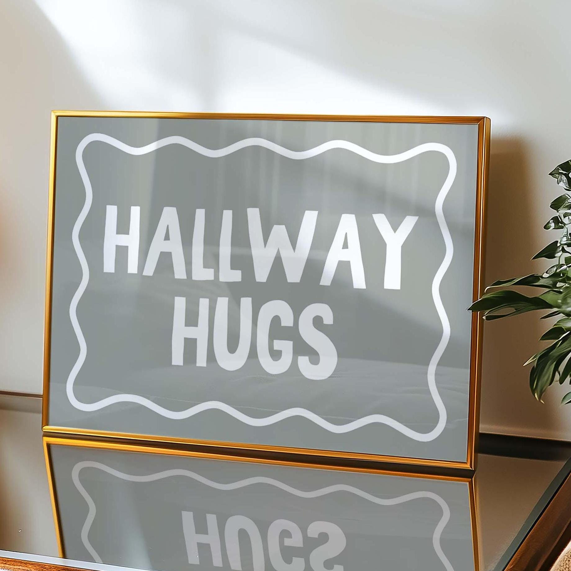 Hallway Hugs Art Print Grey and White