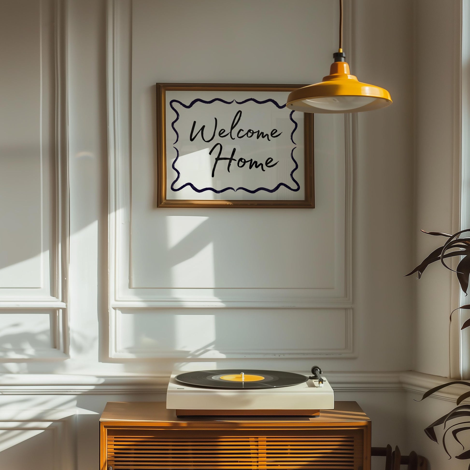 Welcome Home Wall Print, Welcome Posters Hallway Art, Vintage Hand Drawn Print, Horizontal Simple Home Wall Print, Black and white Poster
