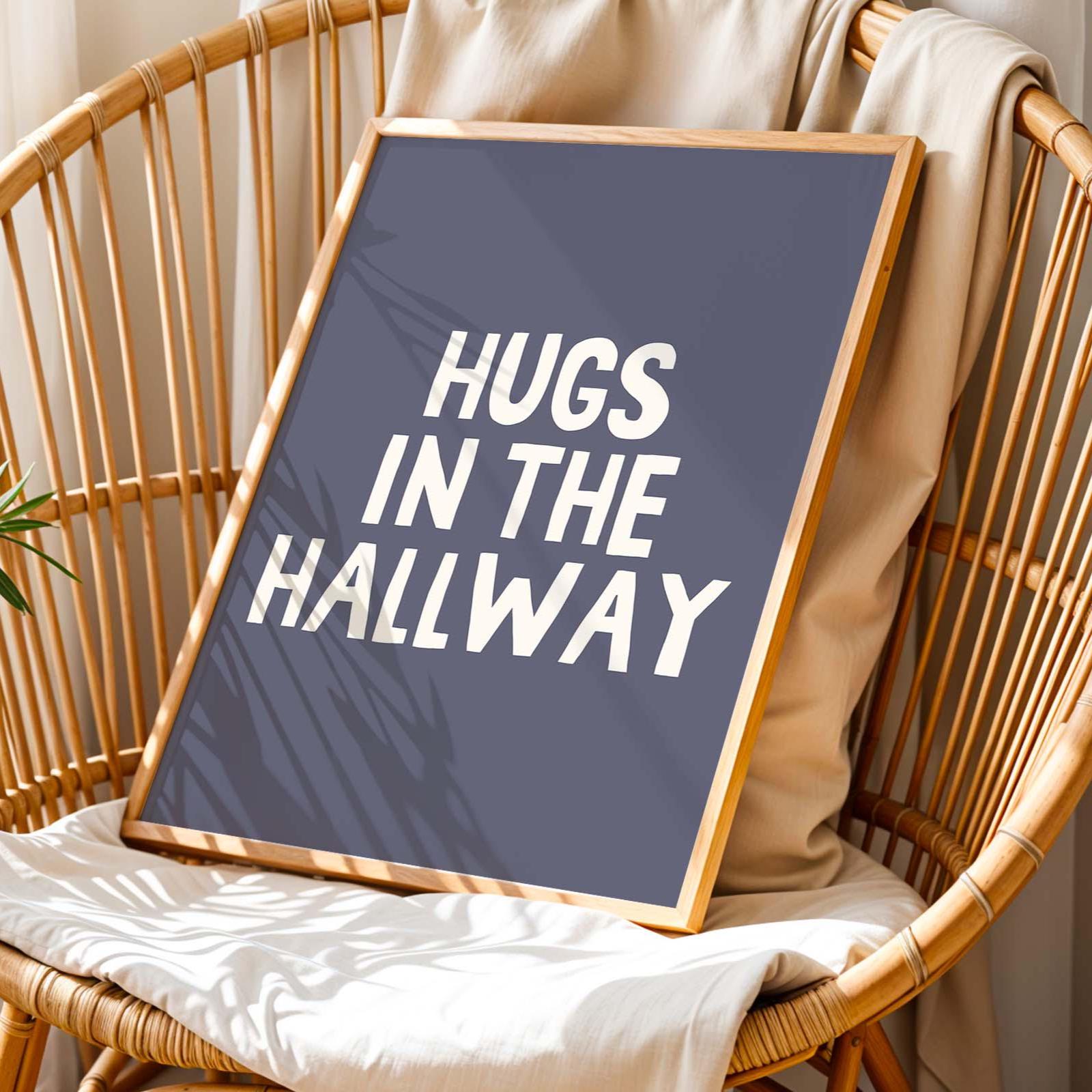Hugs In The Hallway Wall Art Blue Print