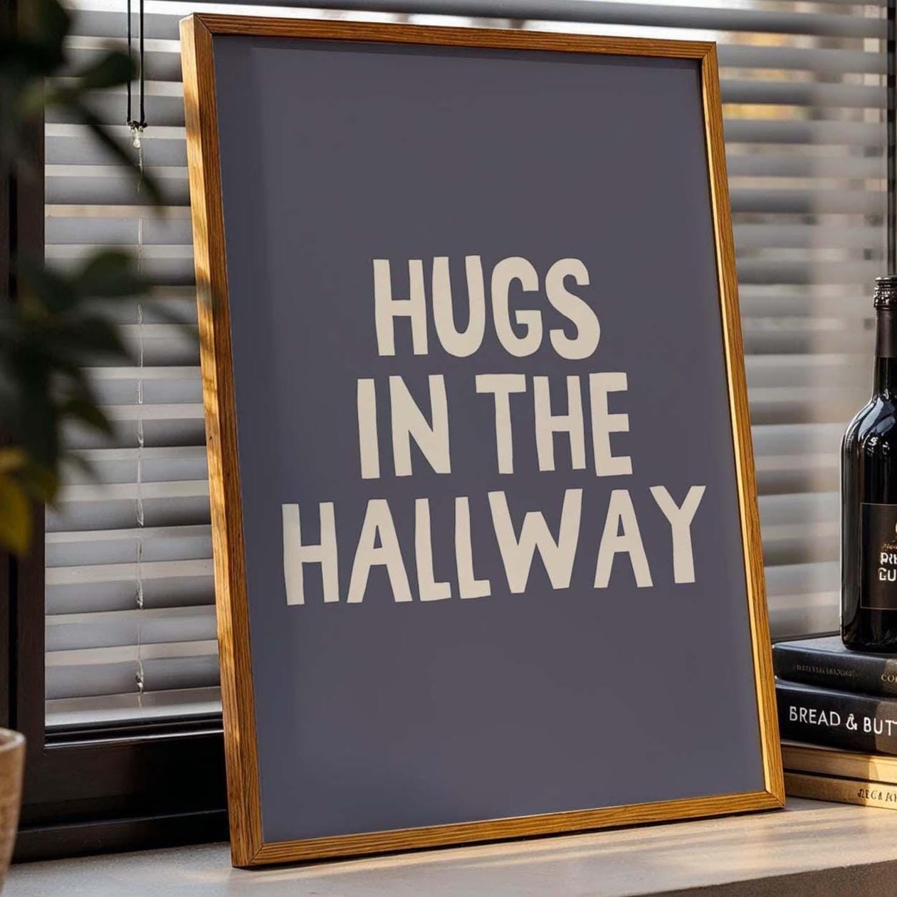 Hugs In The Hallway Wall Art Blue Print