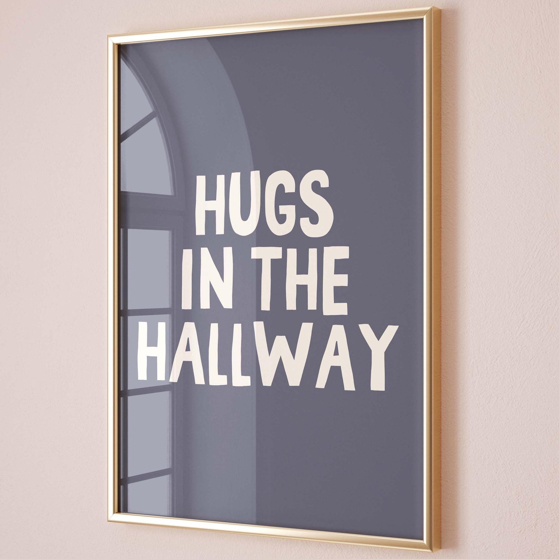 Hugs In The Hallway Wall Art Blue Print