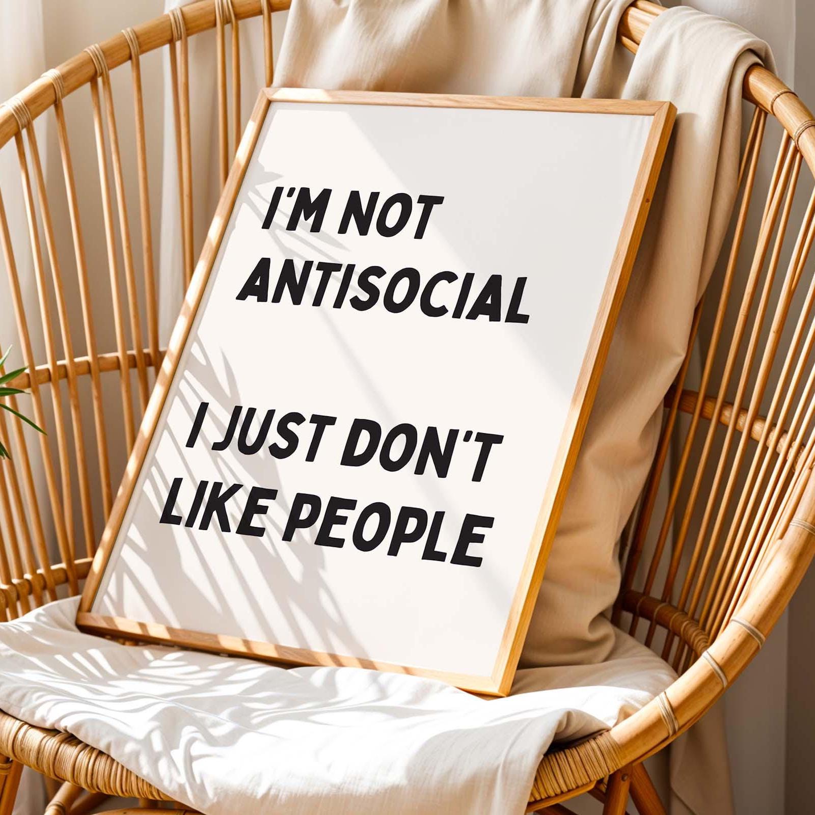 Im Not Antisocial I Just Dont Like People Art Print