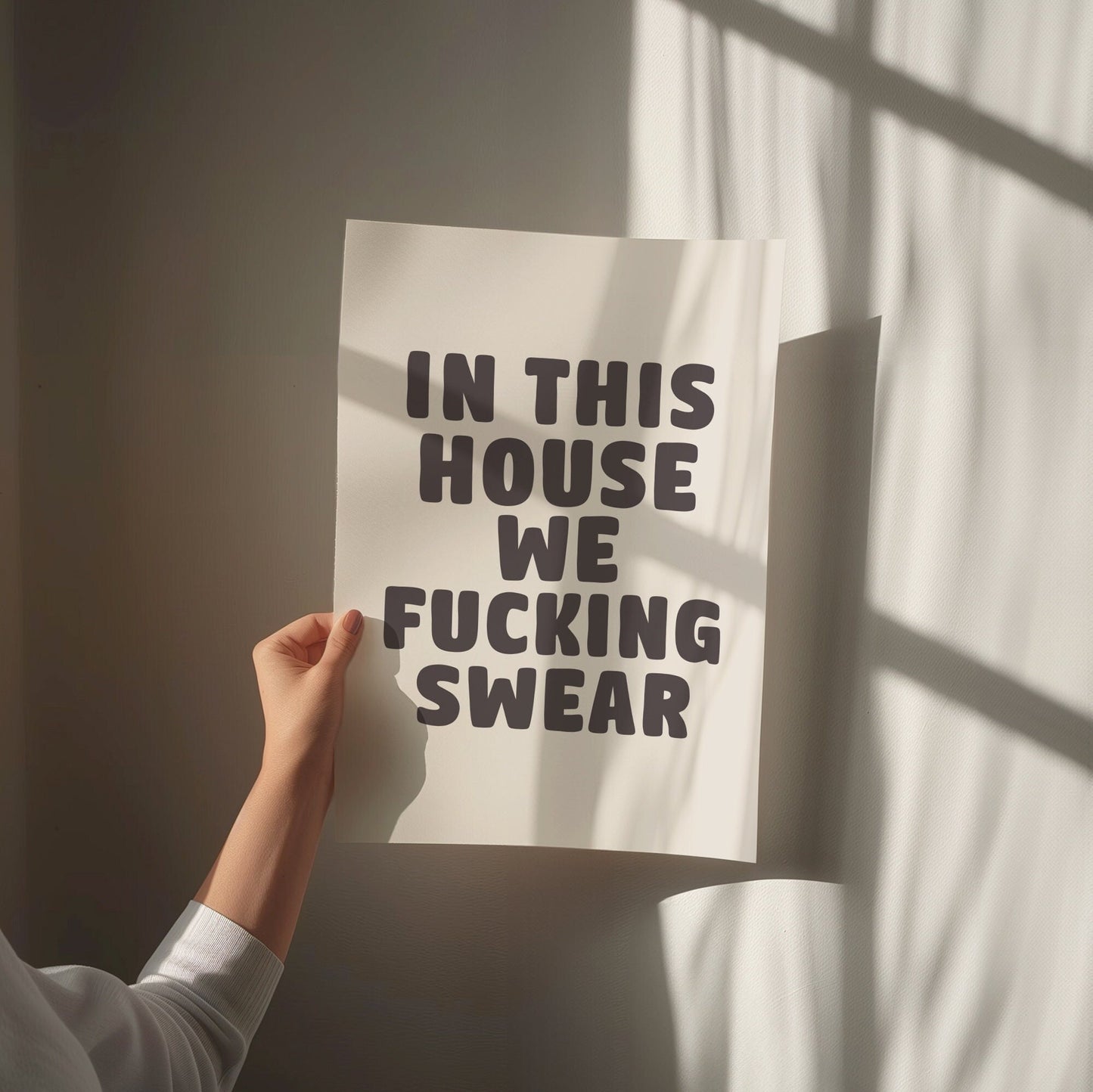 In This House We Fucking Swear Wall Print, Unframed Card Art Print, Funny Hallway Wall Decor