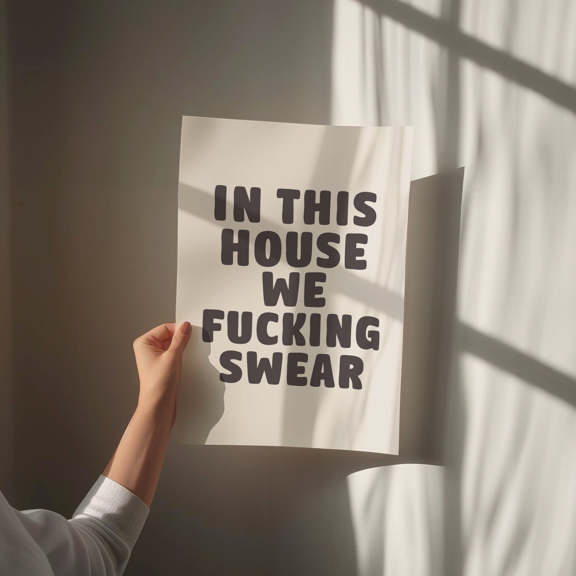 In This House We Fucking Swear Wall Print, Unframed Card Art Print, Funny Hallway Wall Decor