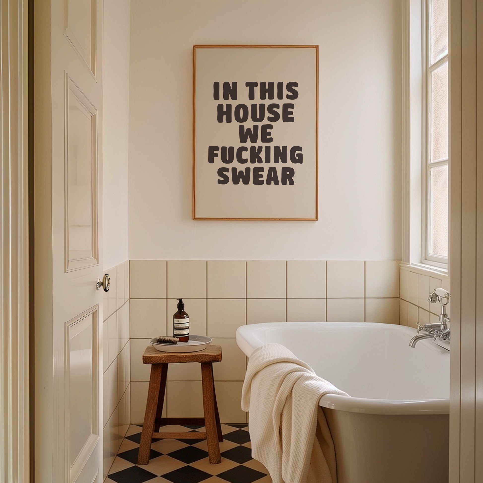 In This House We Fucking Swear Wall Print, Unframed Card Art Print, Funny Hallway Wall Decor