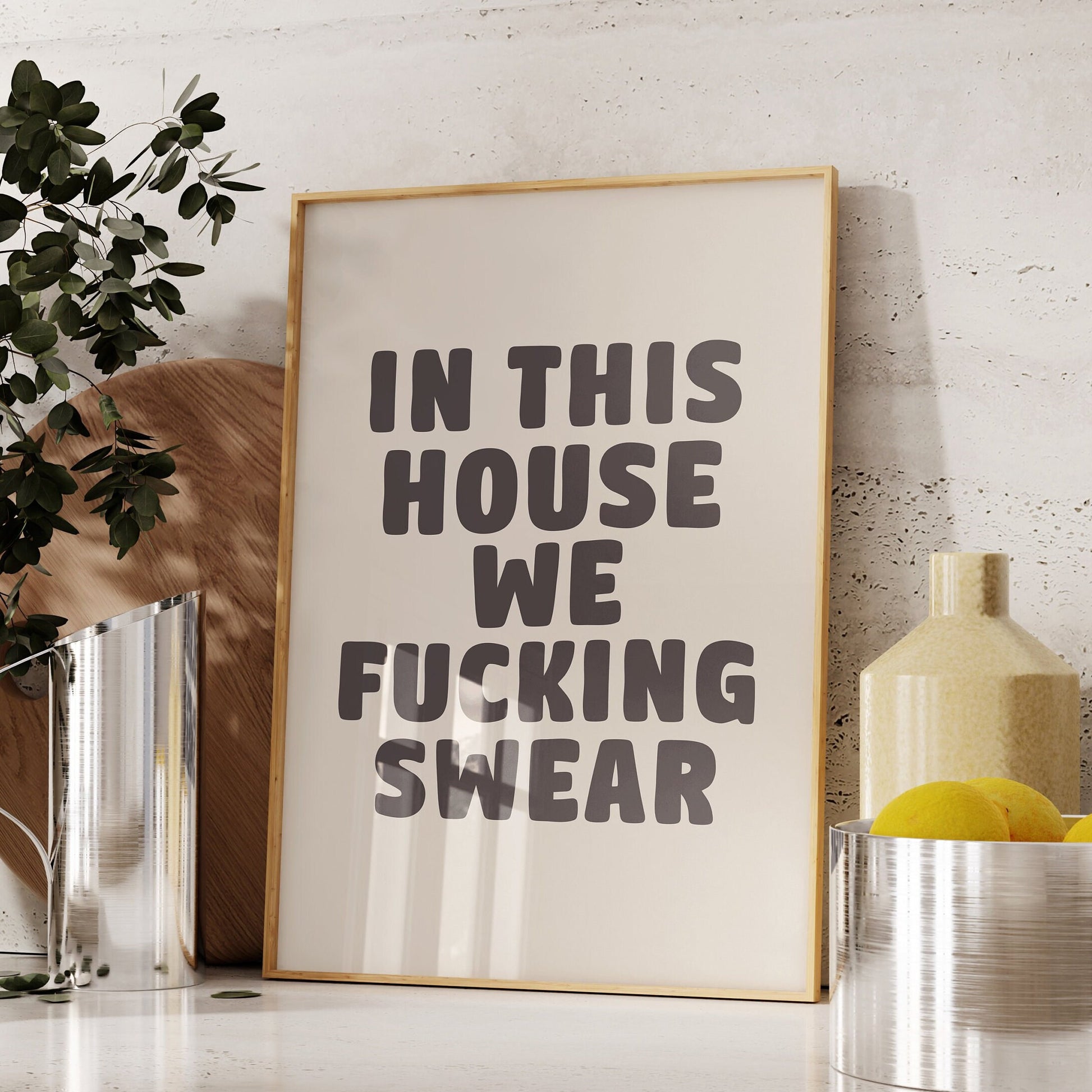 In This House We Fucking Swear Wall Print, Unframed Card Art Print, Funny Hallway Wall Decor
