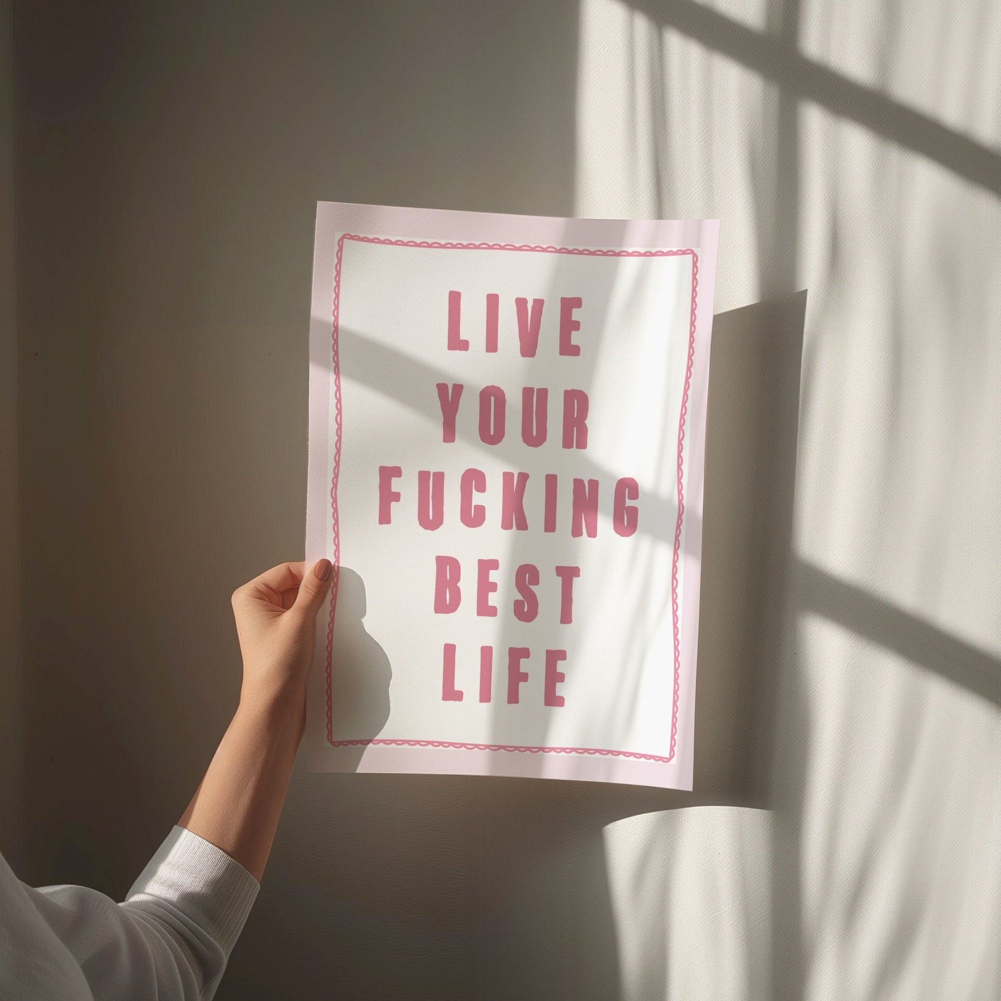 Live Your Fucking Best Life, Unframed Card Art Print, Sweary Wall Art, Gift For Her