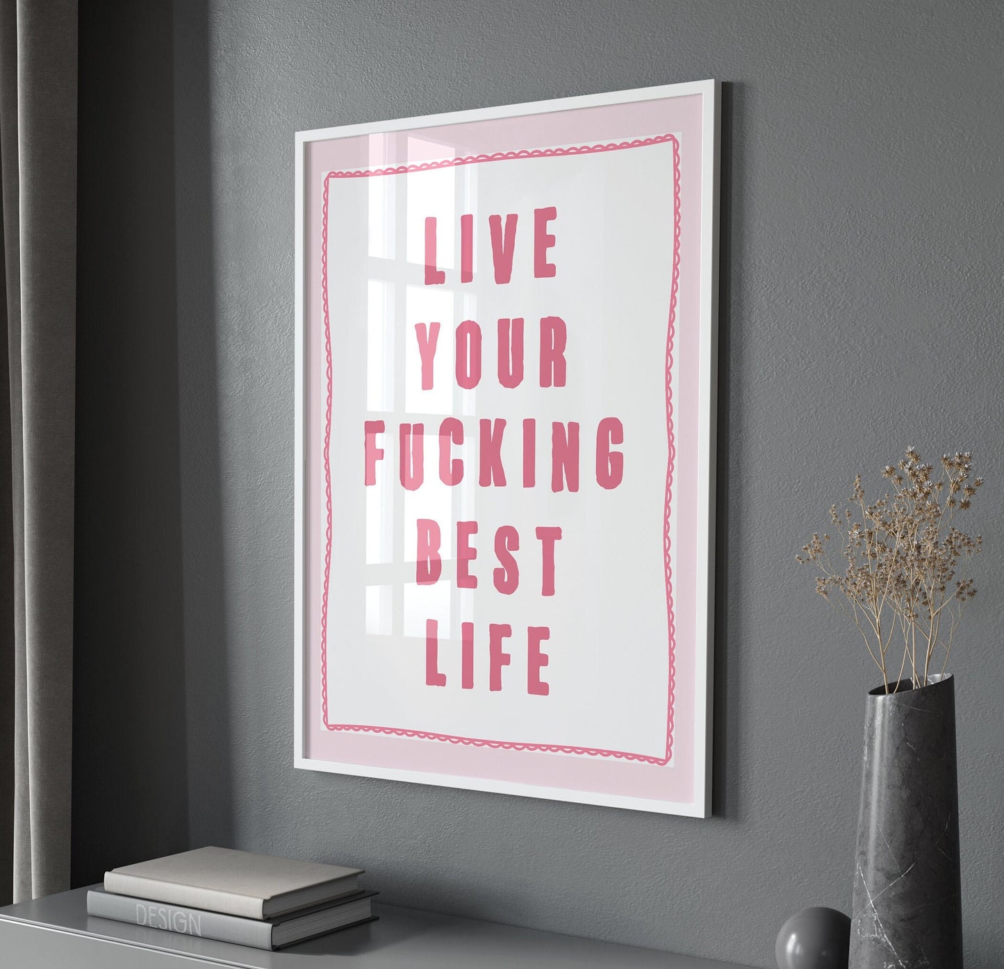 Live Your Fucking Best Life, Unframed Card Art Print, Sweary Wall Art, Gift For Her