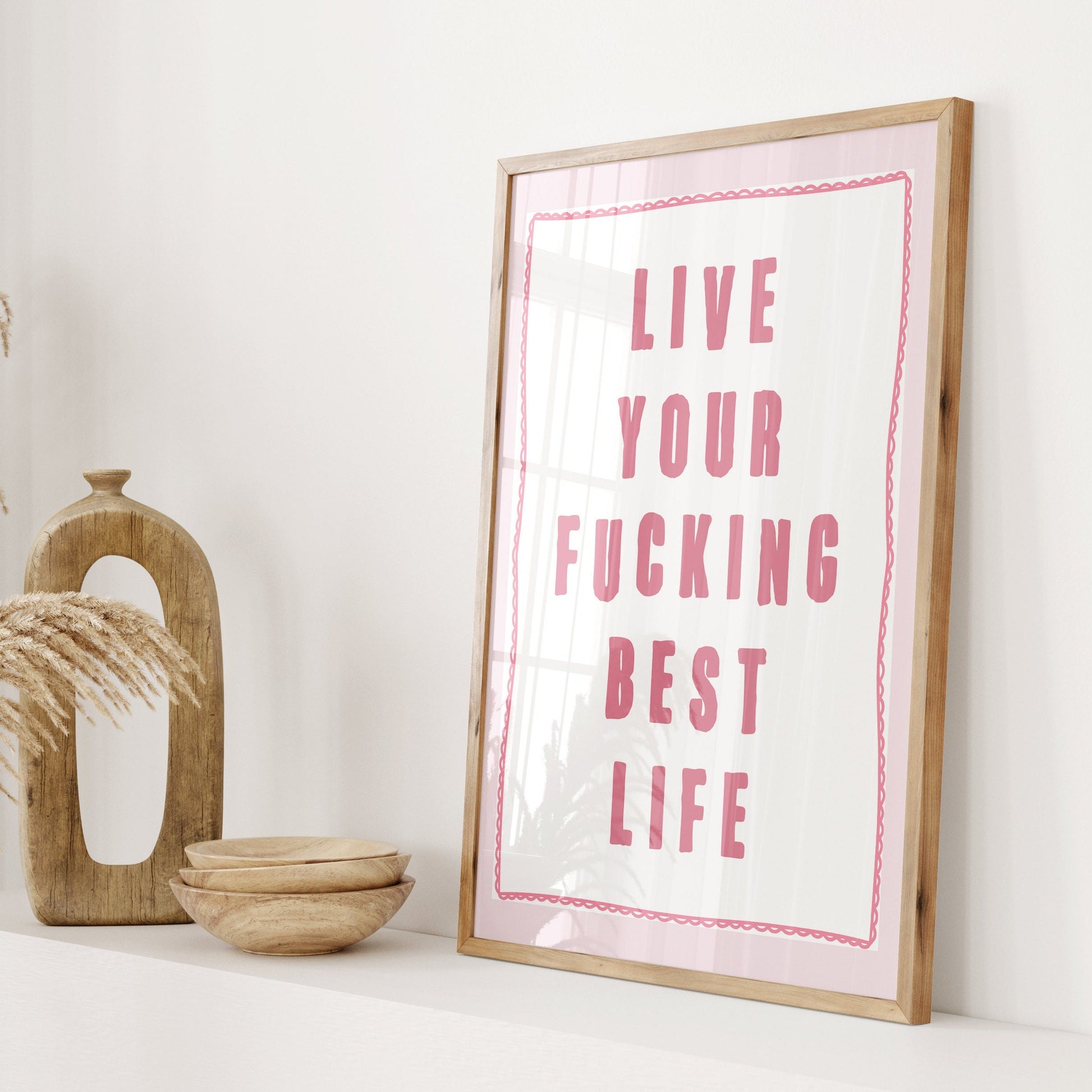 Live Your Fucking Best Life, Unframed Card Art Print, Sweary Wall Art, Gift For Her
