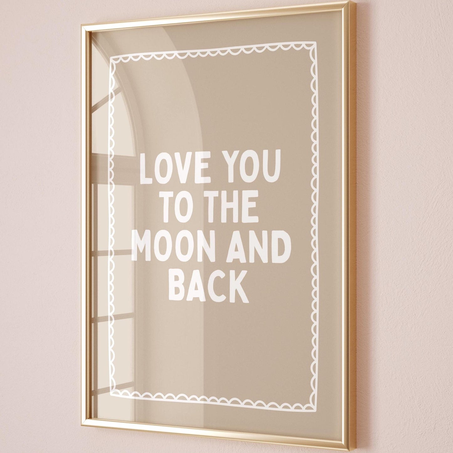 Love You To The Moon And Back Art Print Childrens Bedroom Wall Print Above Bed Poster Beige Room Decor