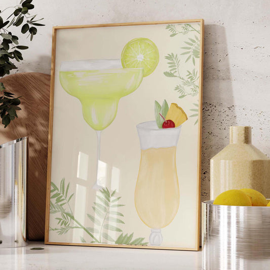 Margarita and Pina colada wall print