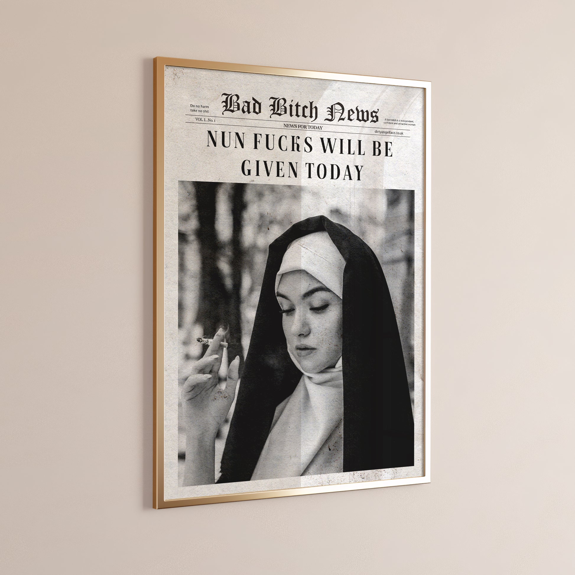 bad bitch newspaper wall art