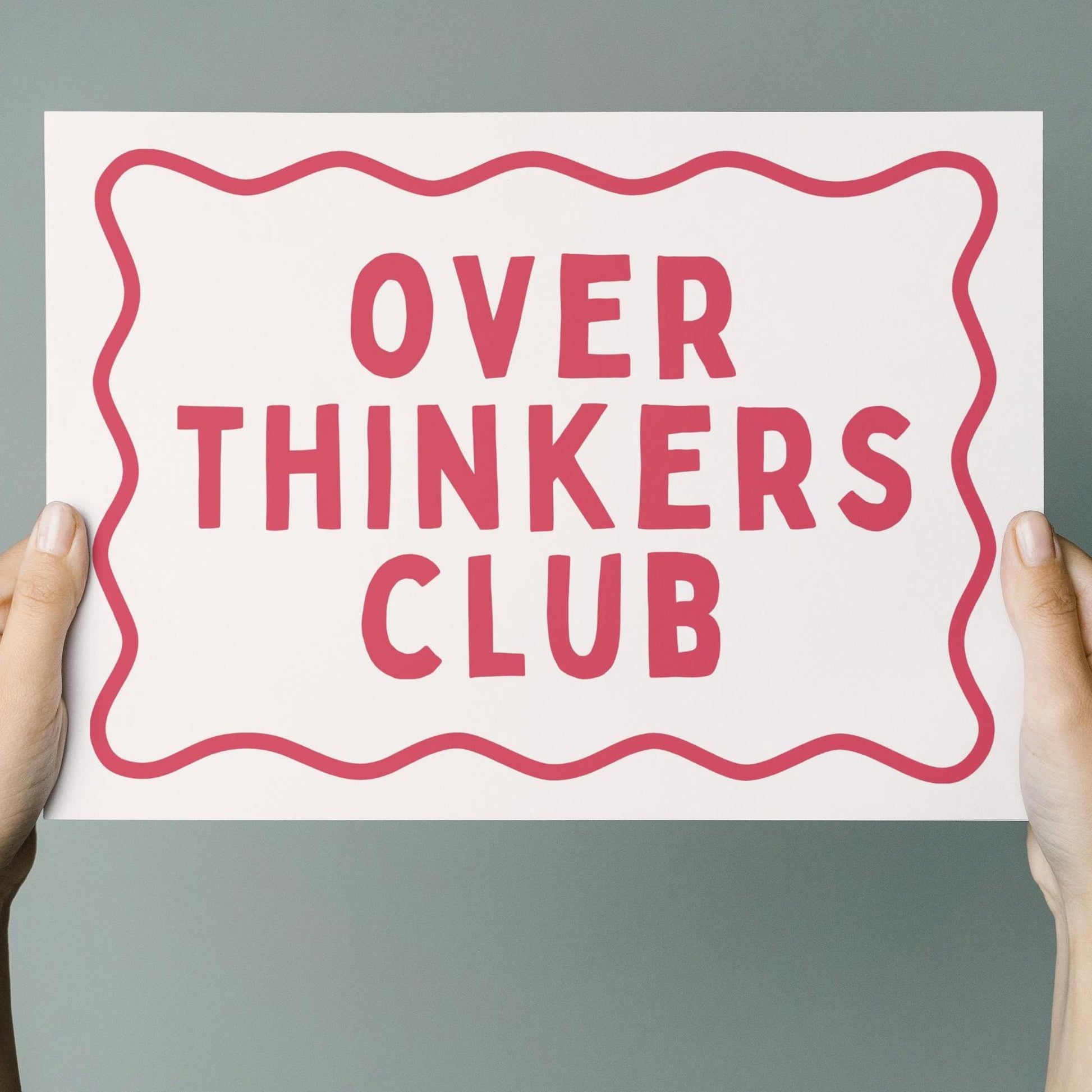overthinkers club landscape art print cream and red wall decor