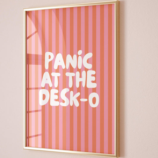 Panic At The Desk O Art Print Orange and Pink Stripes Wall Decor