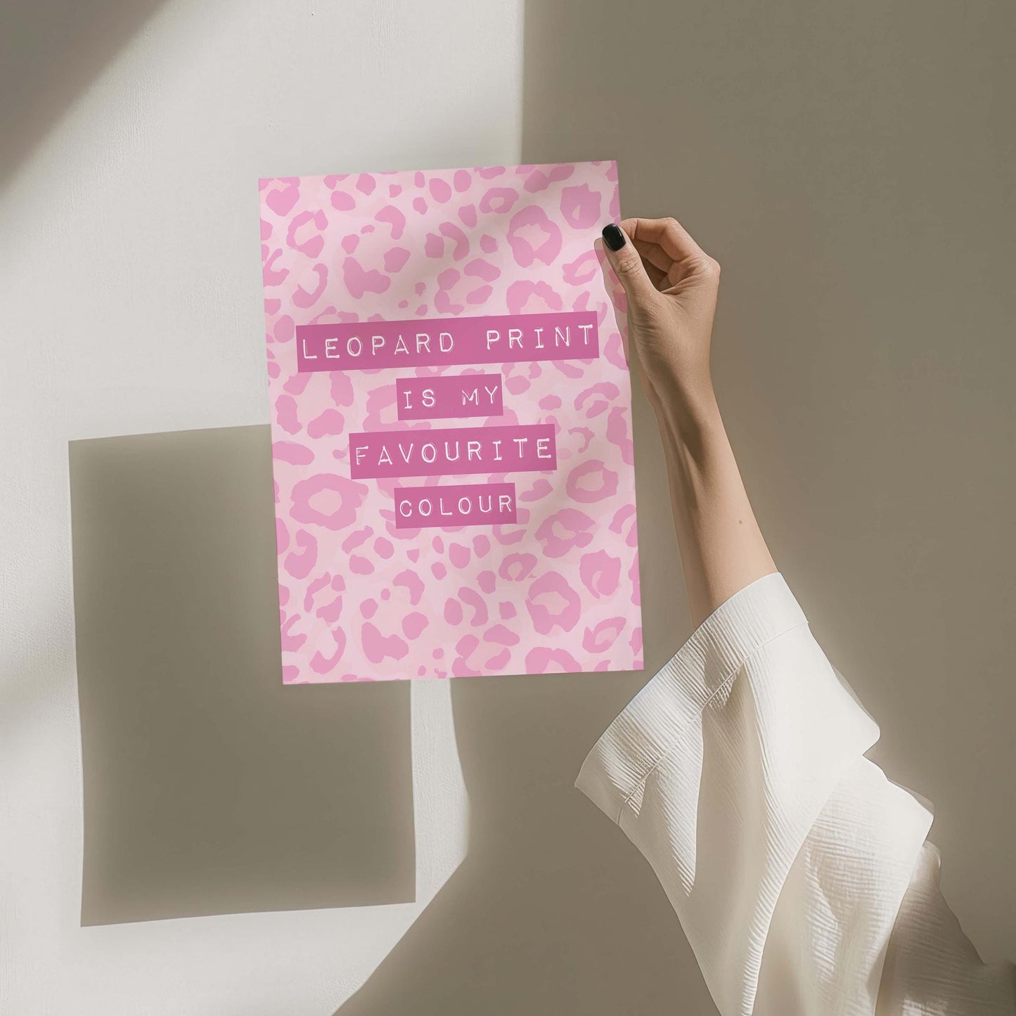 leopard print is my favourite colour pink wall print