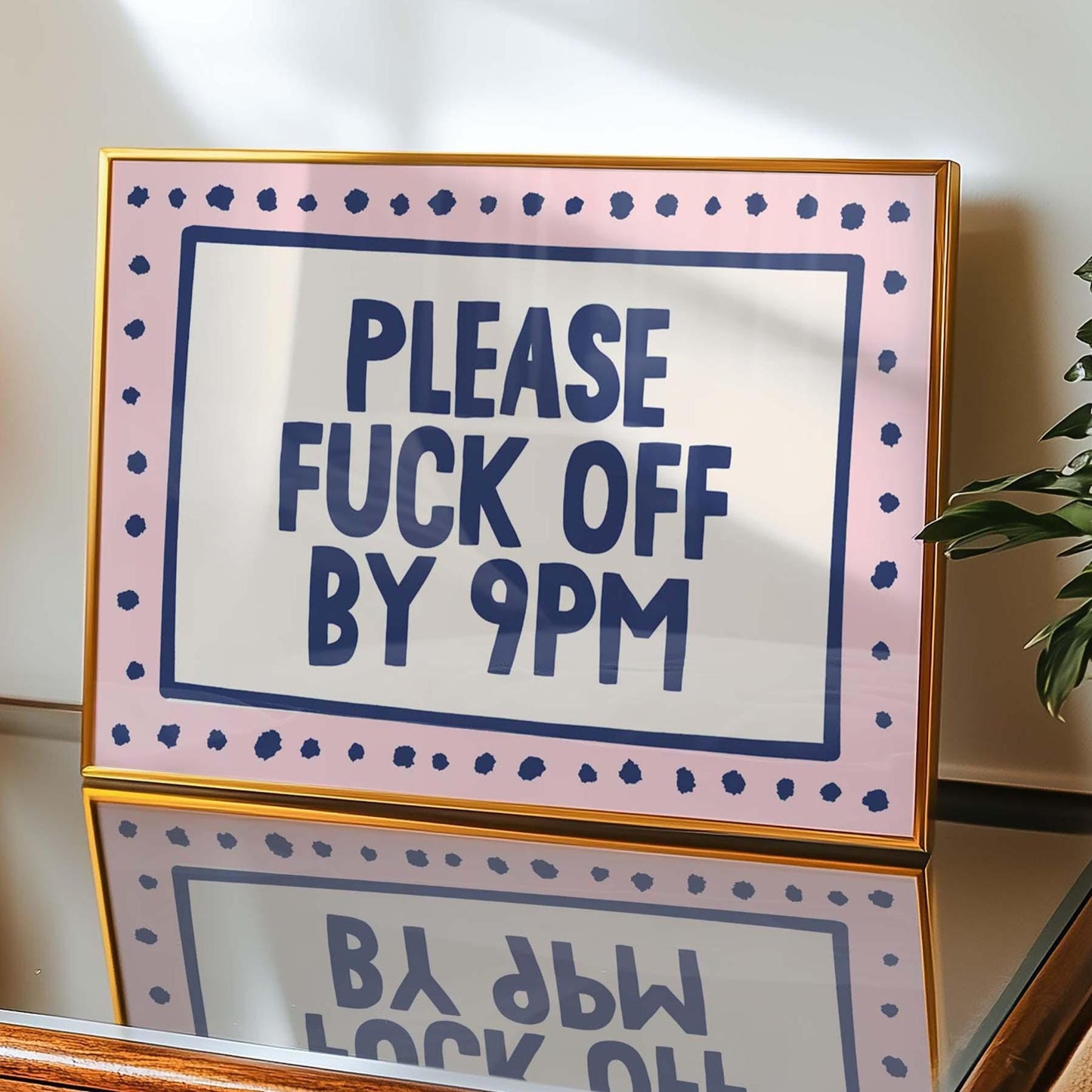 Please Fuck Off By 9pm Funky Pink Landscape Wall Art Print