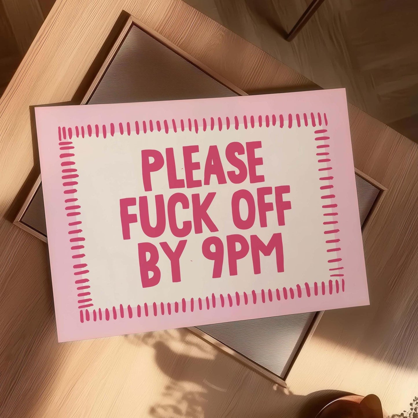 Please Fuck Off By 9pm Landscape Art Print Pink Wall Decor
