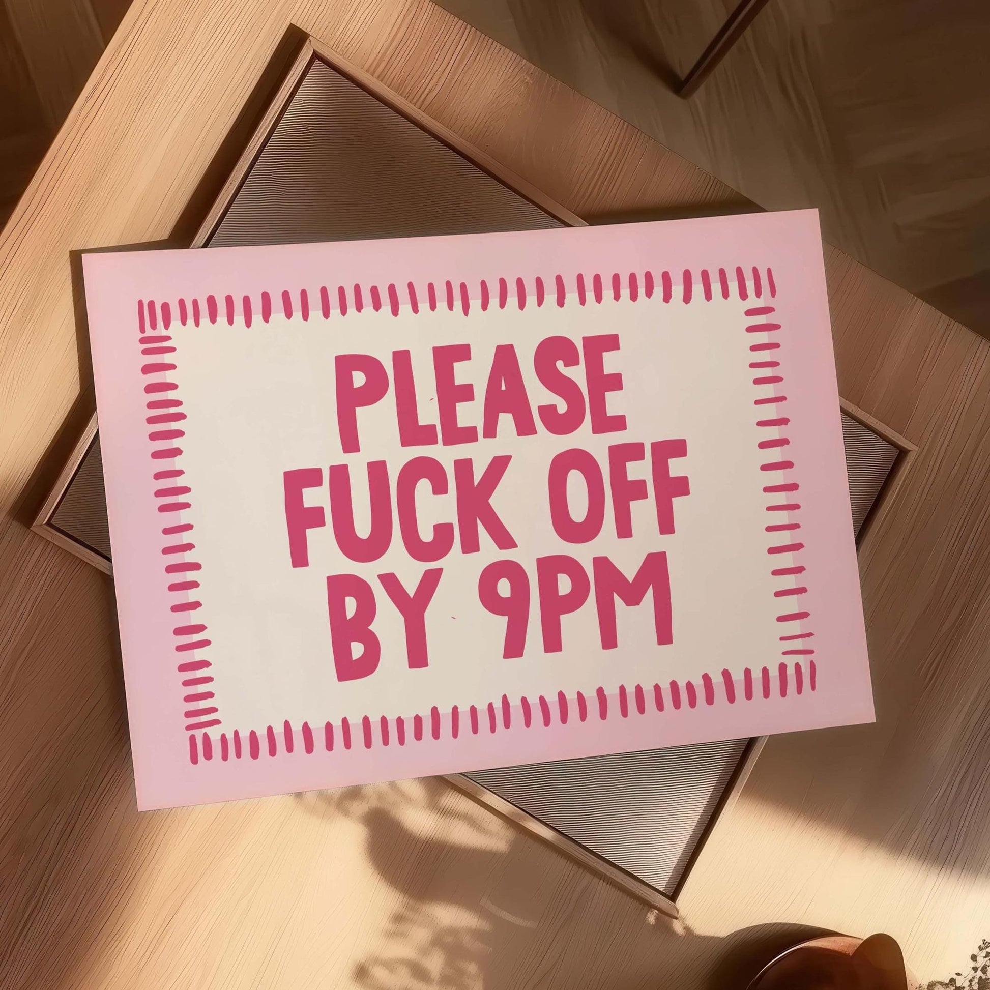 Please Fuck Off By 9pm Landscape Art Print Pink Wall Decor