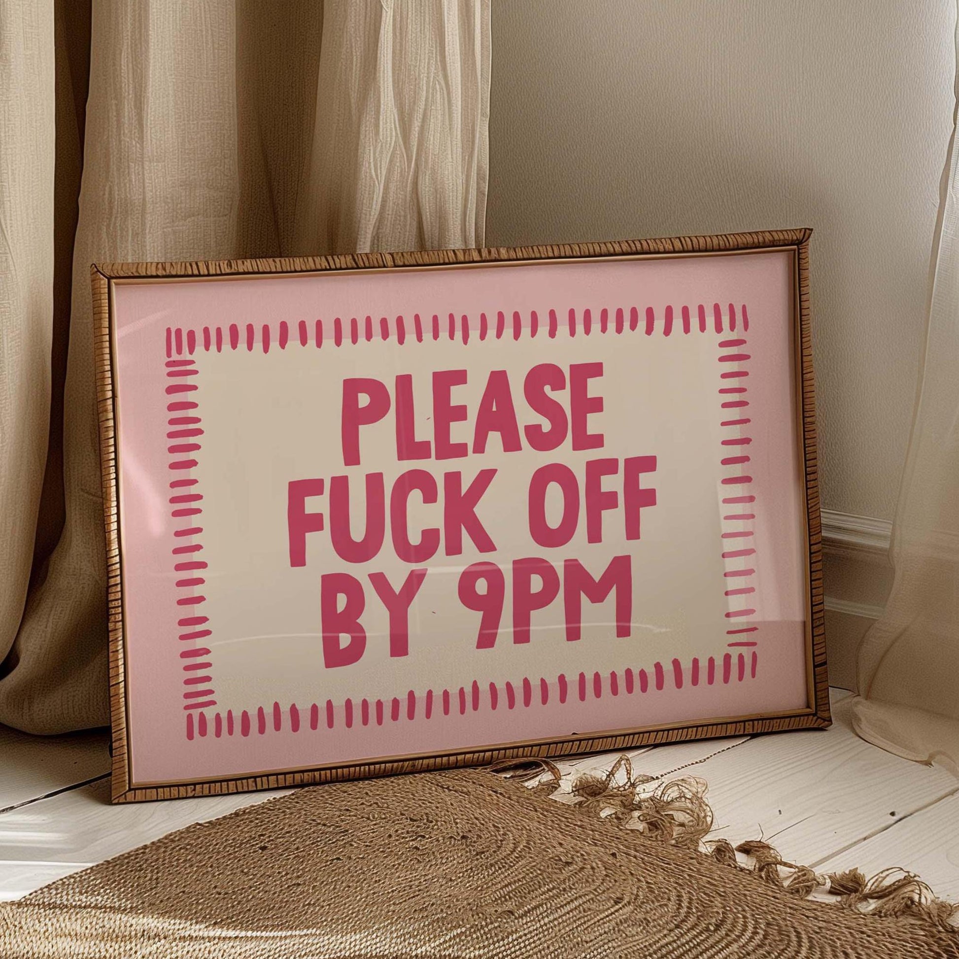 Please Fuck Off By 9pm Landscape Art Print Pink Wall Decor