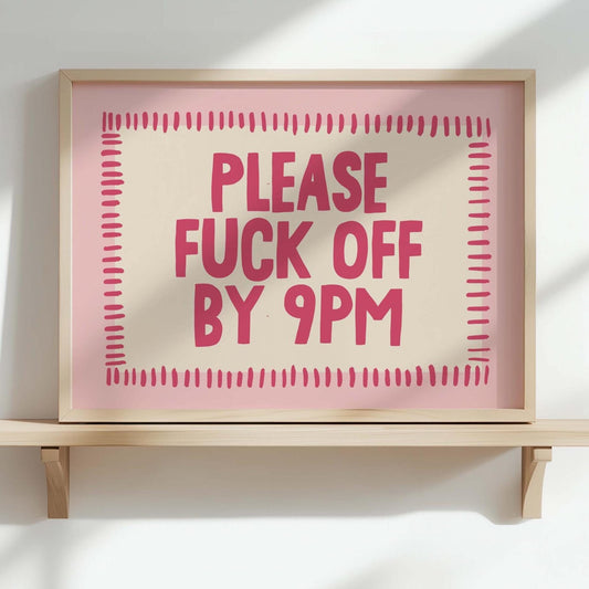 Please Fuck Off By 9pm Landscape Art Print Pink Wall Decor