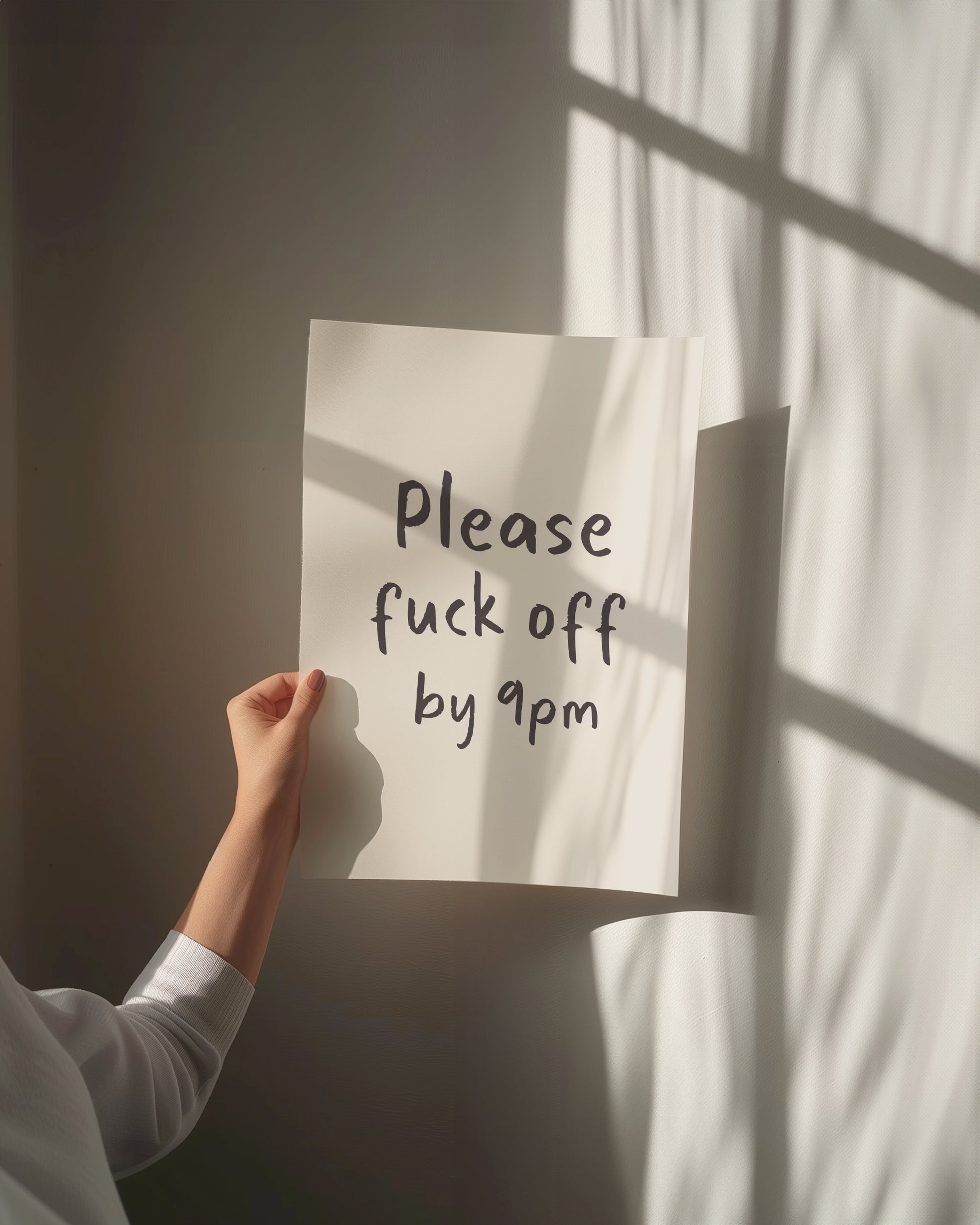 Please Fuck Off By 9pm Wall Art Print Cream and Black