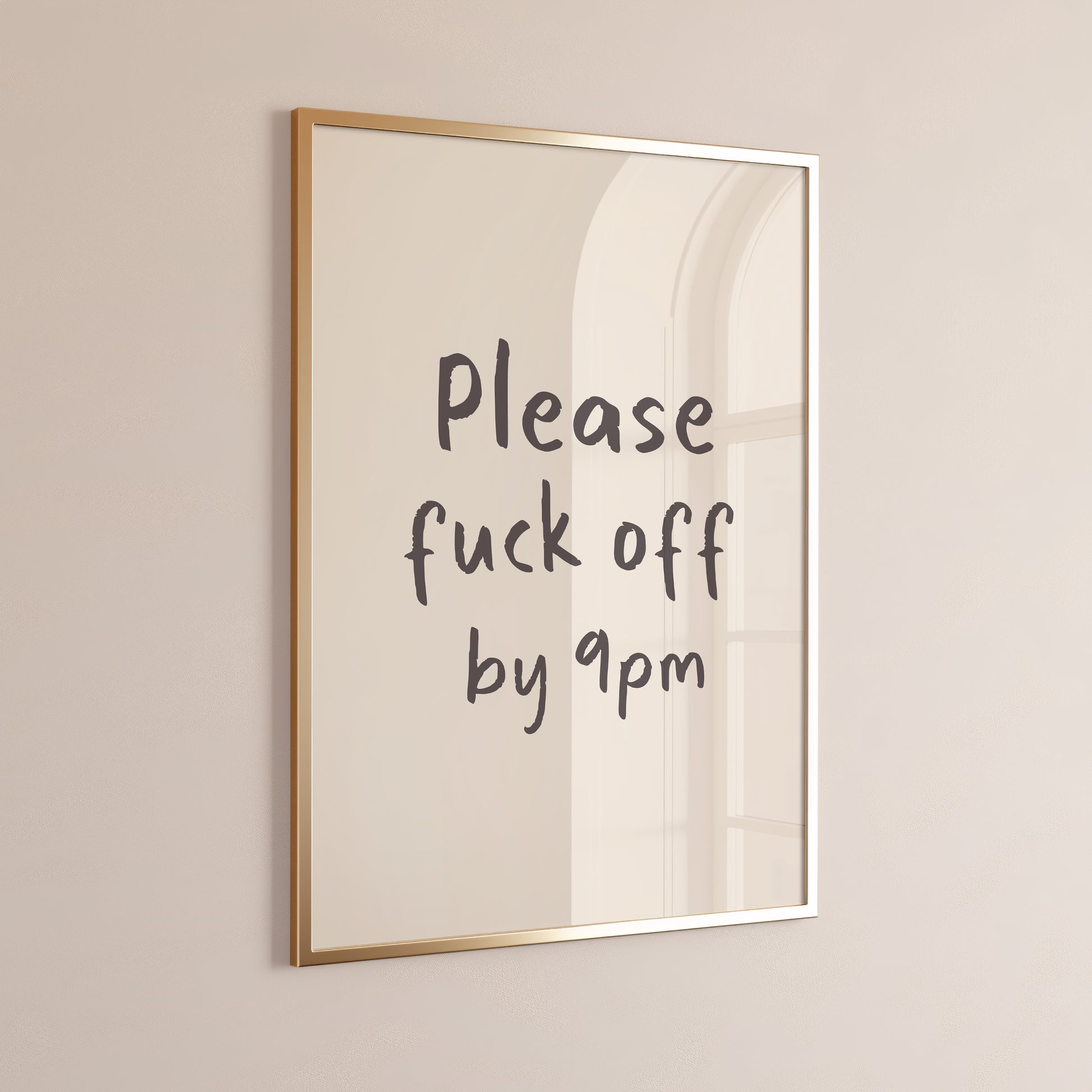 Please Fuck Off By 9pm Wall Art Print Cream and Black