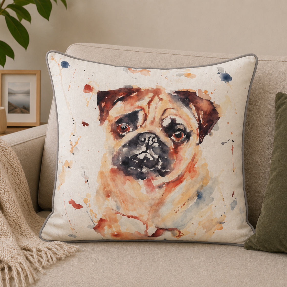 Pug dog pillow