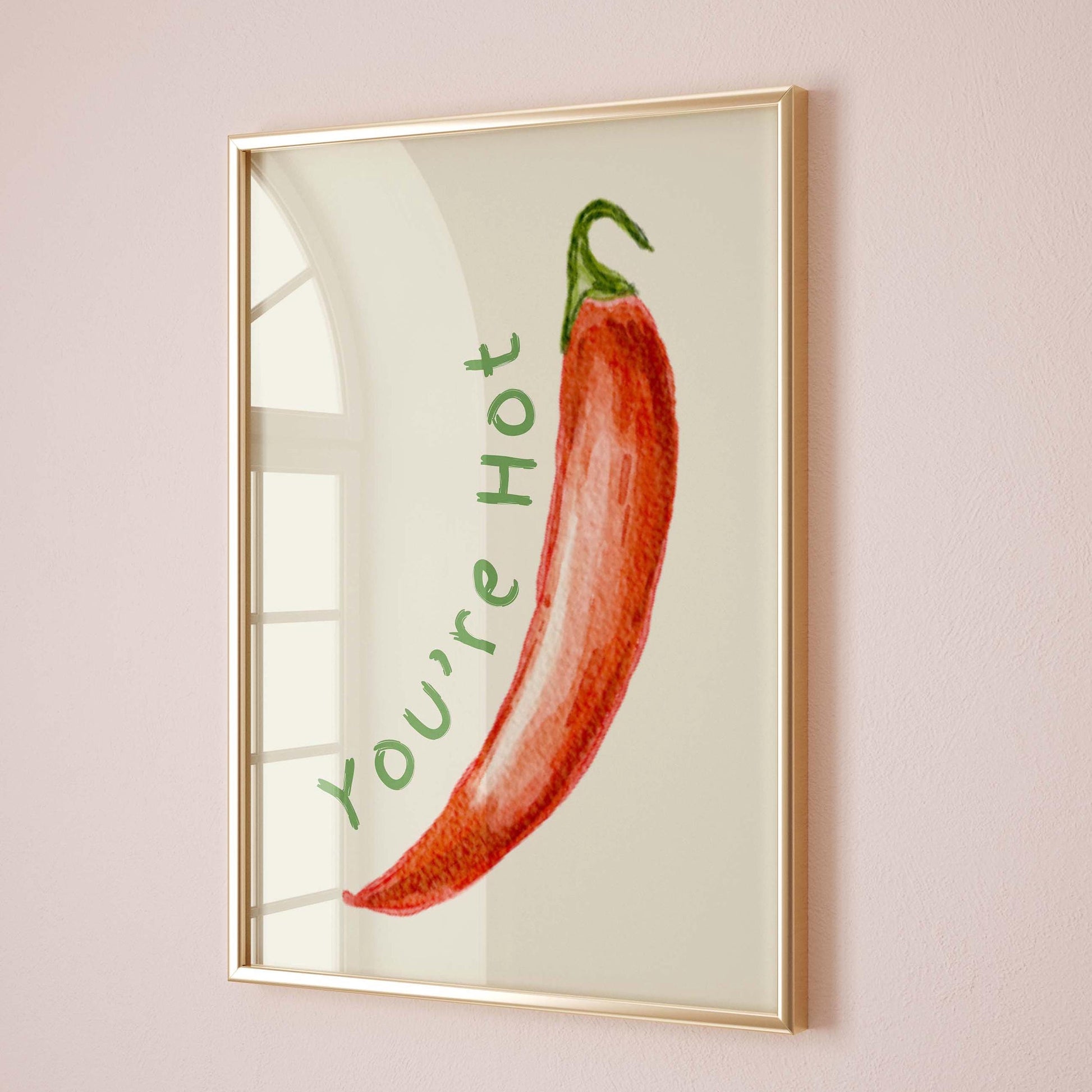 Red Chilli Pepper Youre Hot Kitchen Wall Print