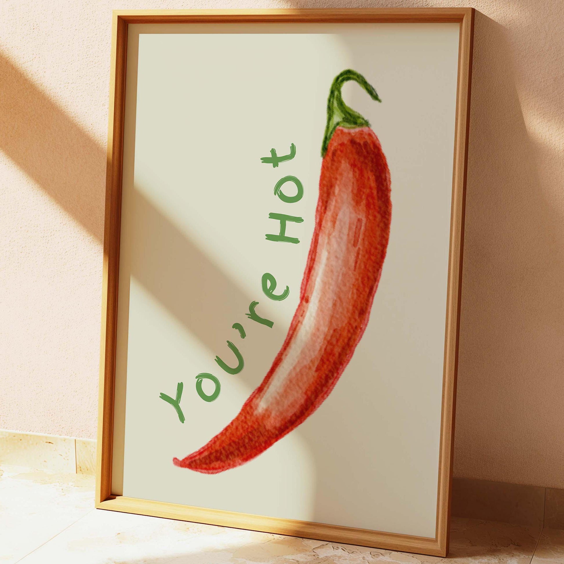 Red Chilli Pepper Youre Hot Kitchen Wall Print