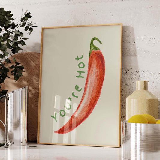 Red Chilli Pepper Your Hot Kitchen Wall Print