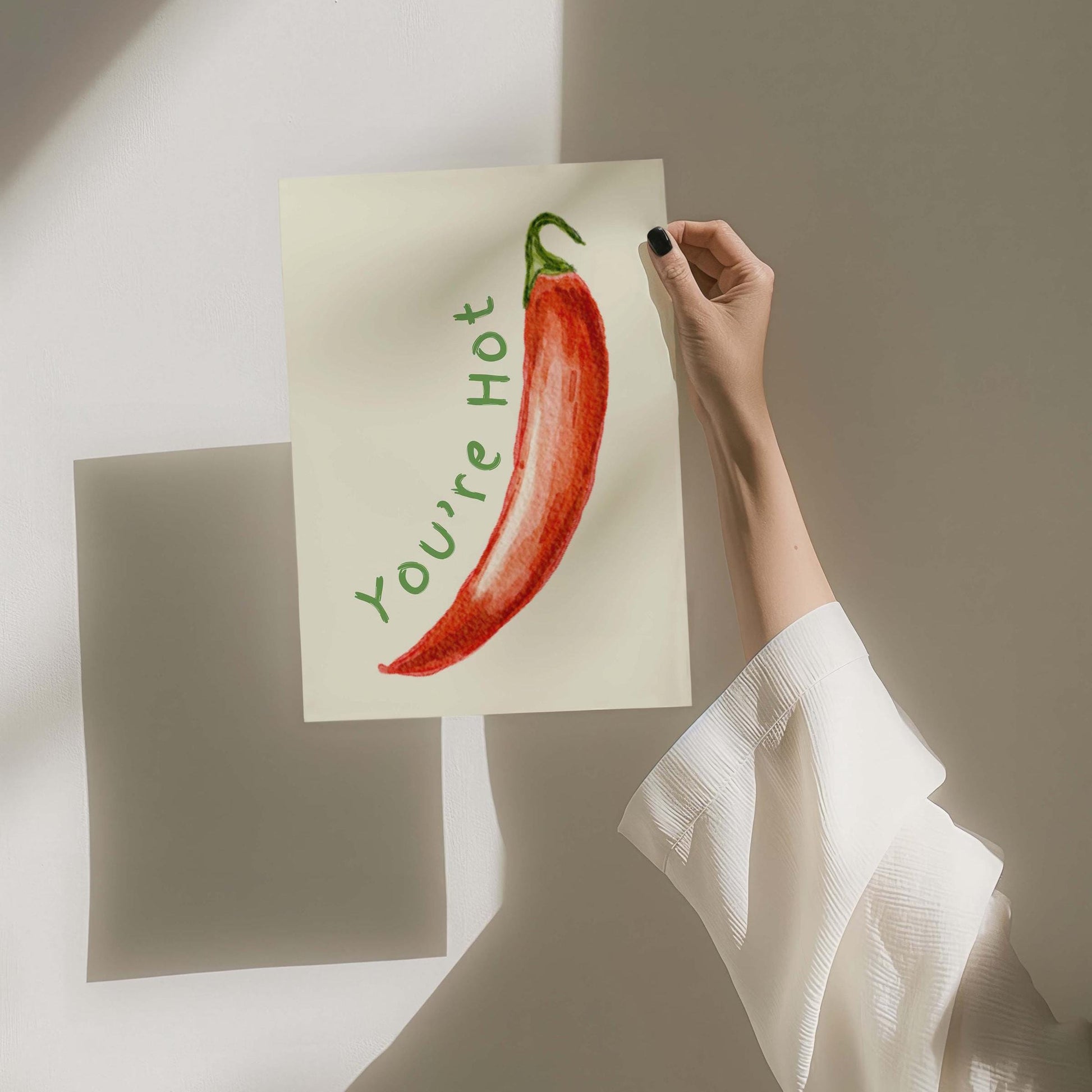 Red Chilli Pepper Youre Hot Kitchen Wall Print