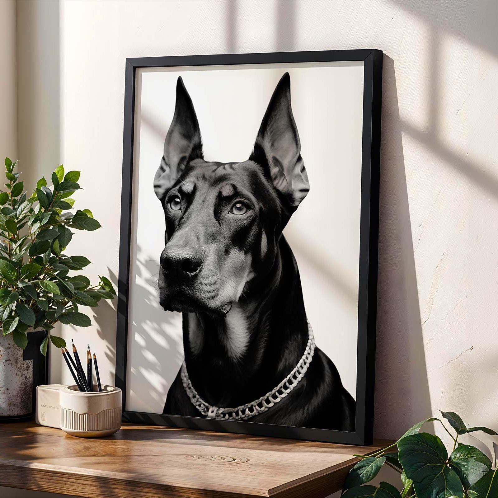 black doberman wall art print