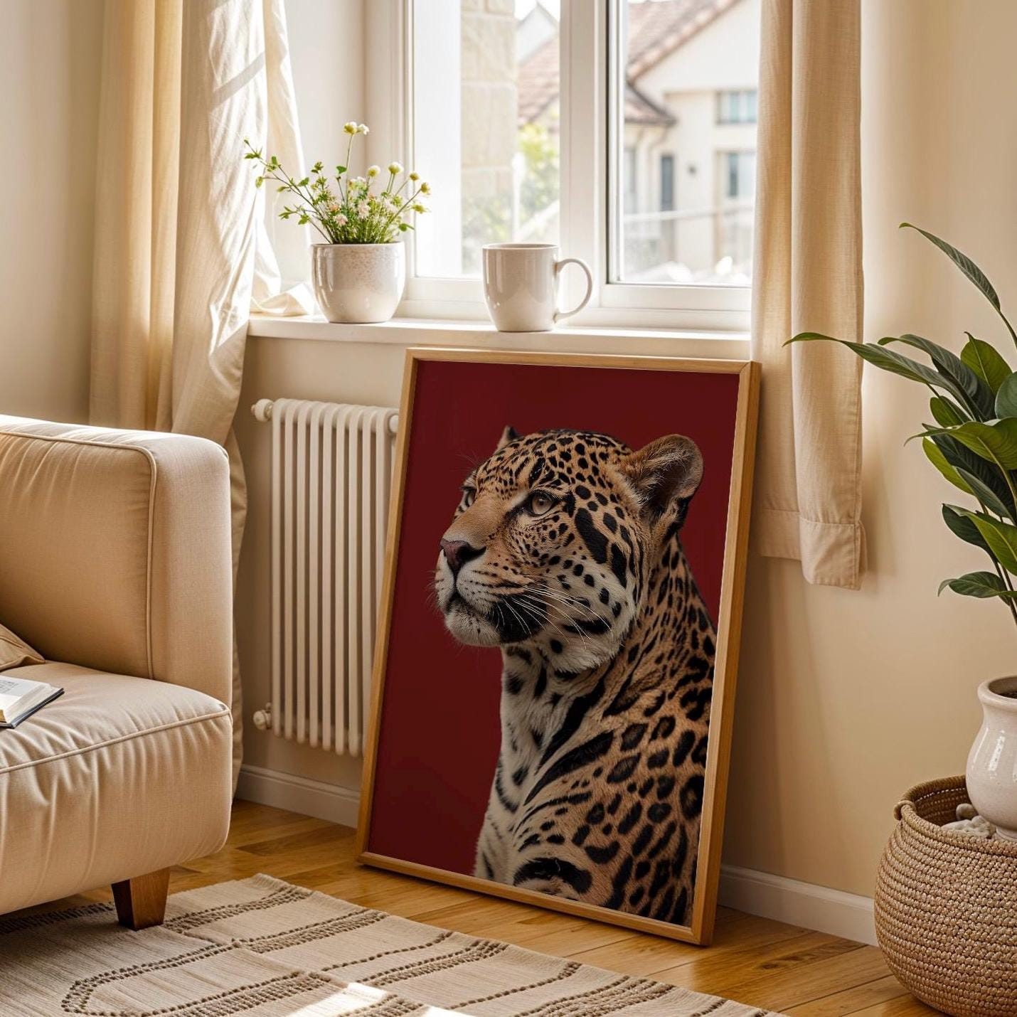 Set of 3 Leopard Prints, Lucky 8 Pool Ball, Feeling Lucky Ace of Hearts Card, Cheetah Print, Trendy Retro Burgundy Red Aesthetic Wall Decor