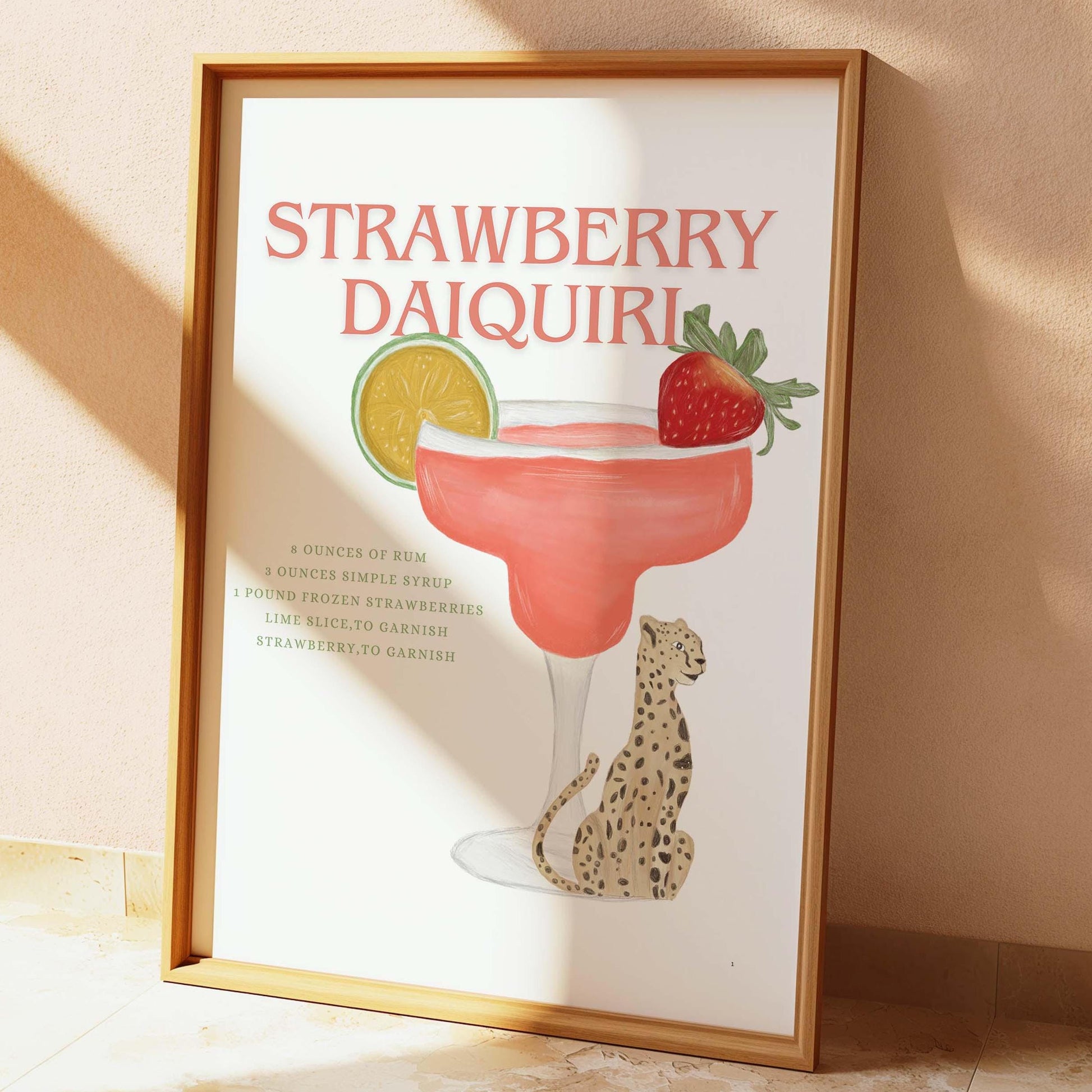Strawberry Daiquiri Cocktail Wall Art Print